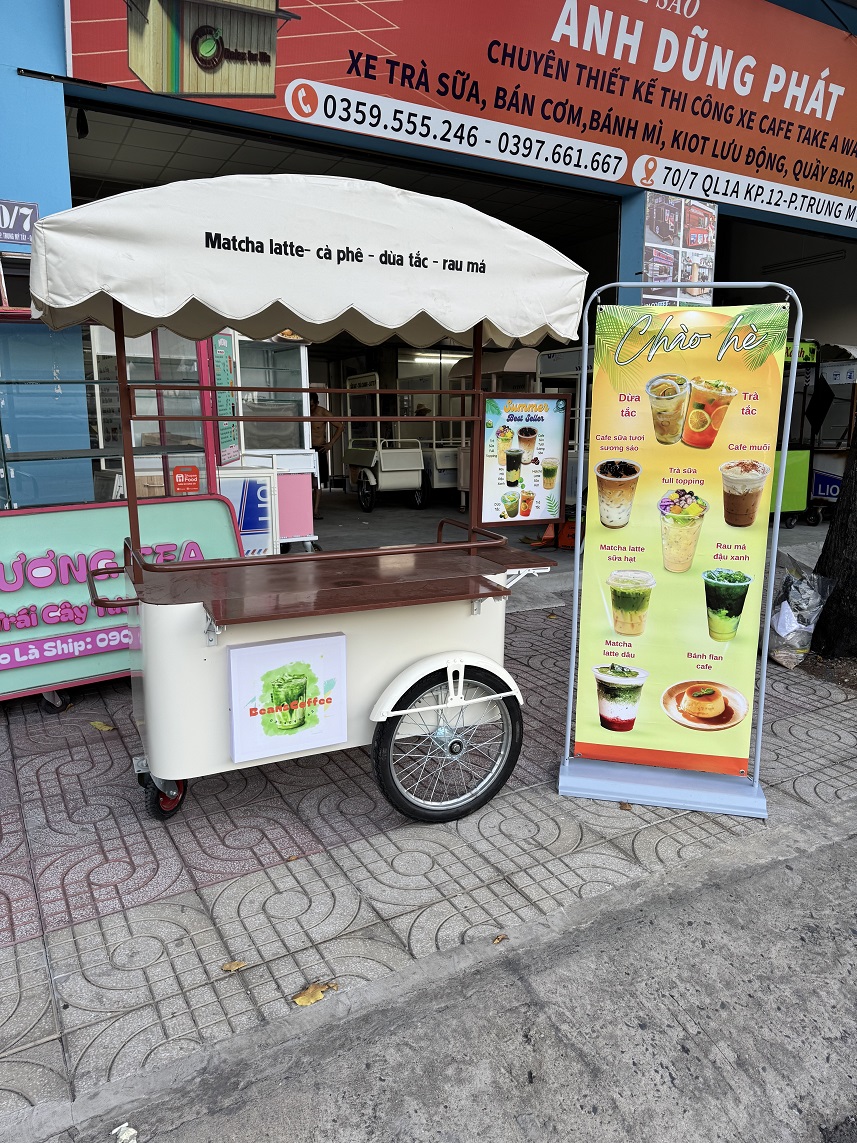 Xe ba bánh bán cafe, trà sữa - Ảnh 4