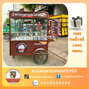 Xe đẩy ba bánh bán chả
