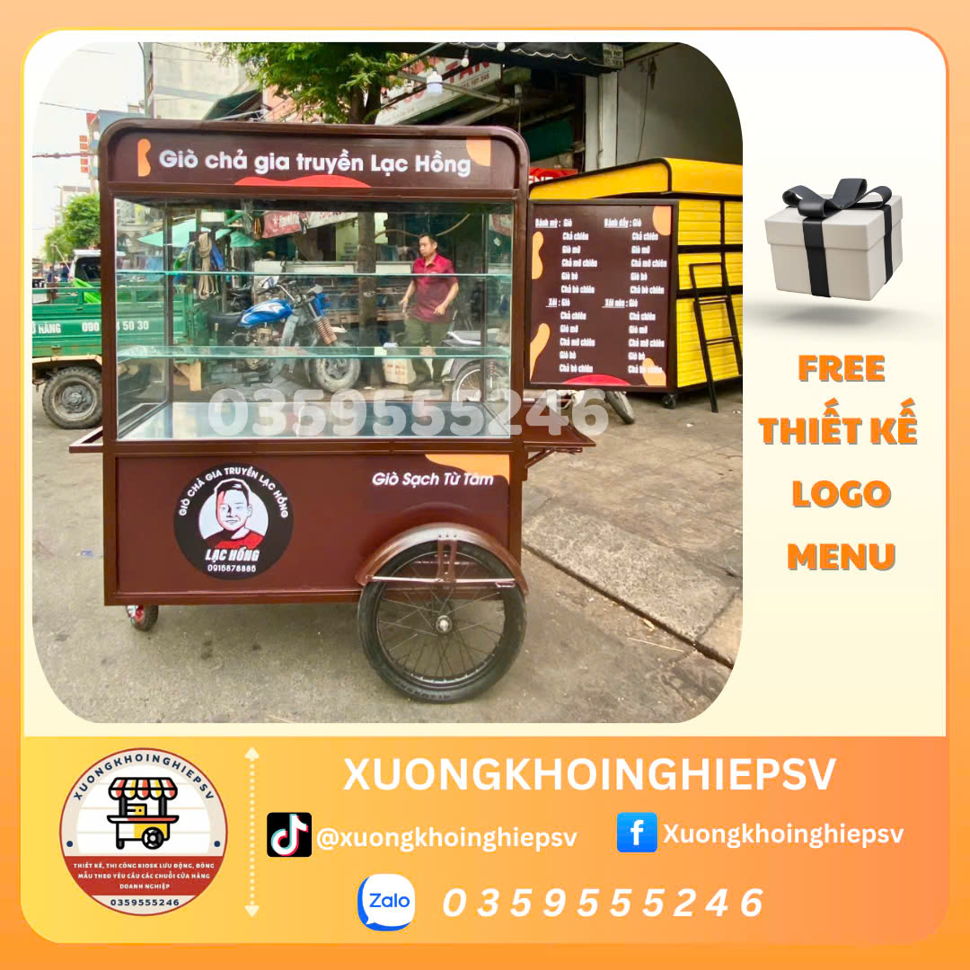 Xe đẩy ba bánh bán chả